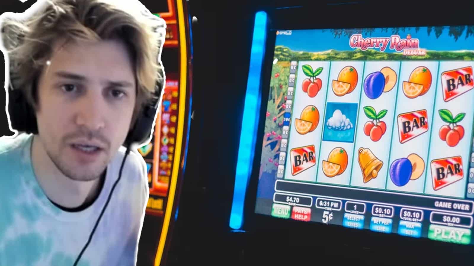 xQc streaming with gambling machine