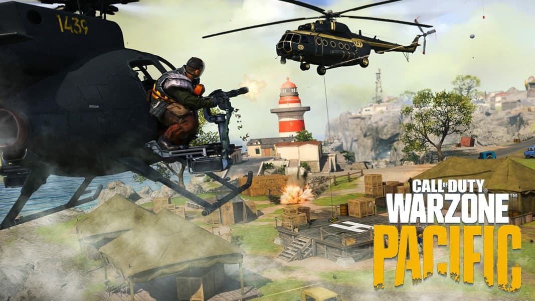 Warzone Pacific logo next to Season 4 helicopters