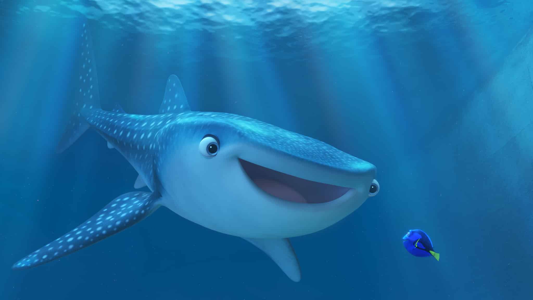 Dory and Destiny the whale in Disney Pixar's Finding Dory.