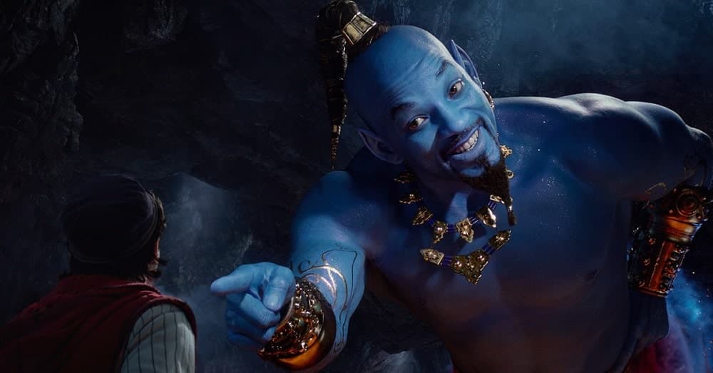 Will Smith as the blue Genie in 2019's live-action remake of Disney's Aladdin.