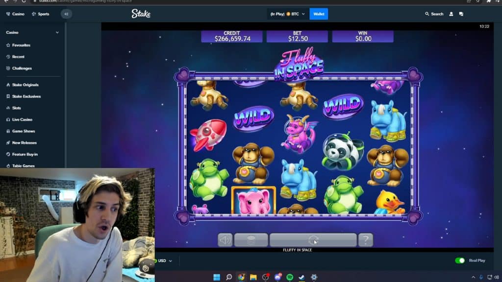 xqc playing fluffy in space gambling