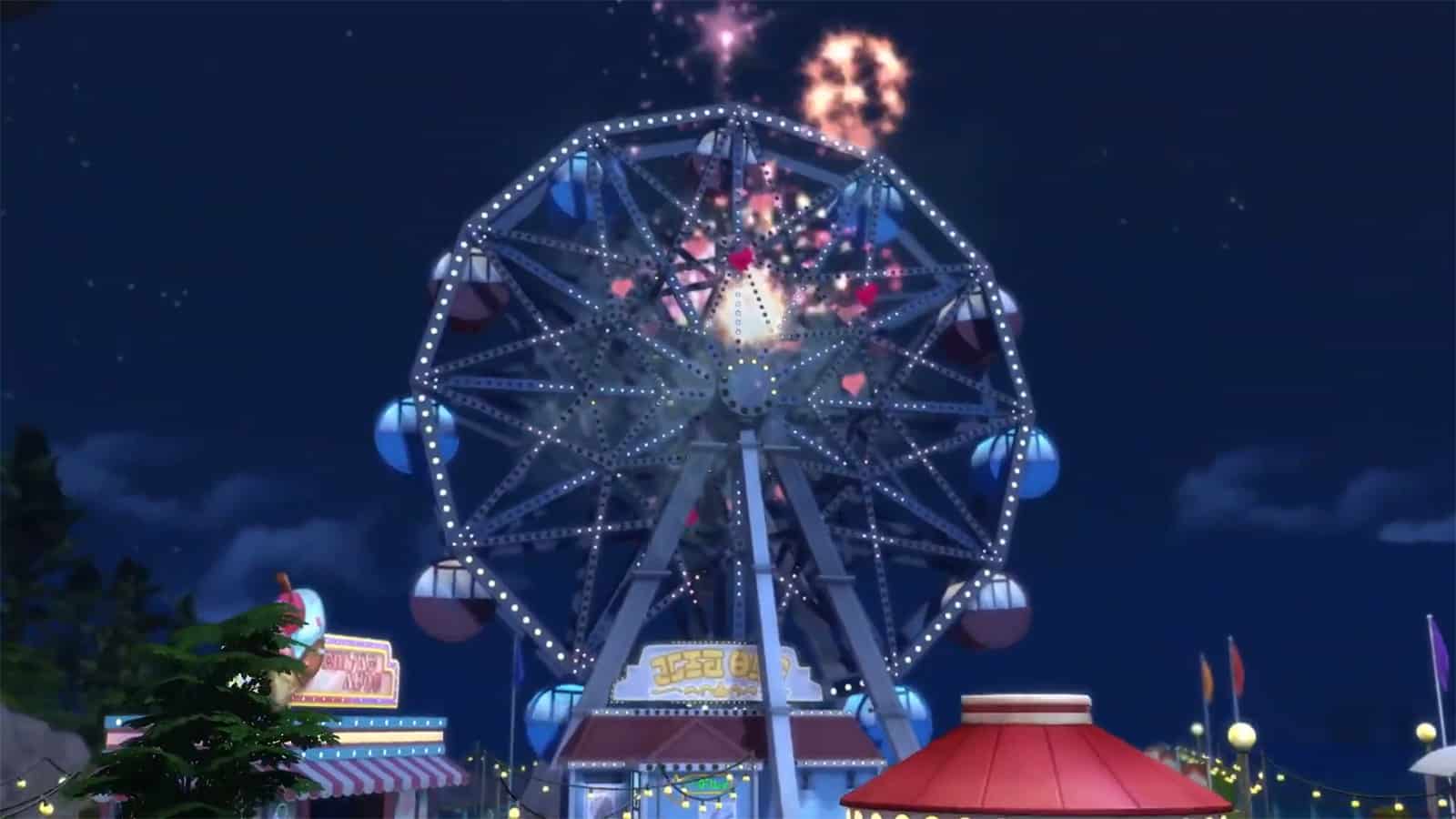 A ferris wheel in The Sims 4