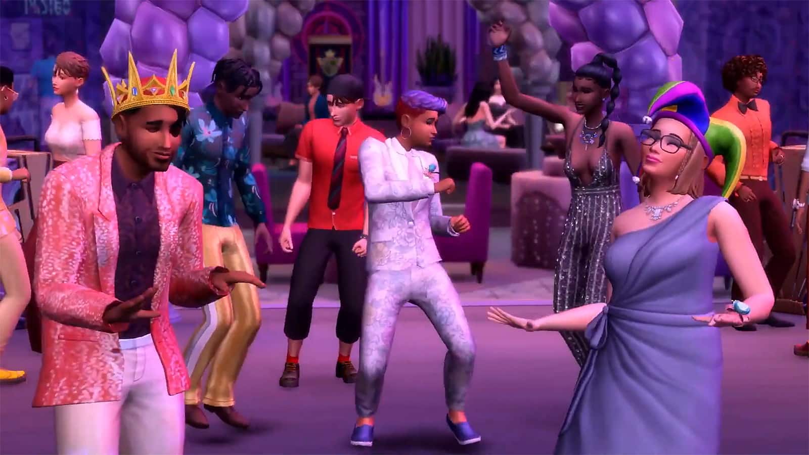 Sims at a prom in The Sims 4 High School Years