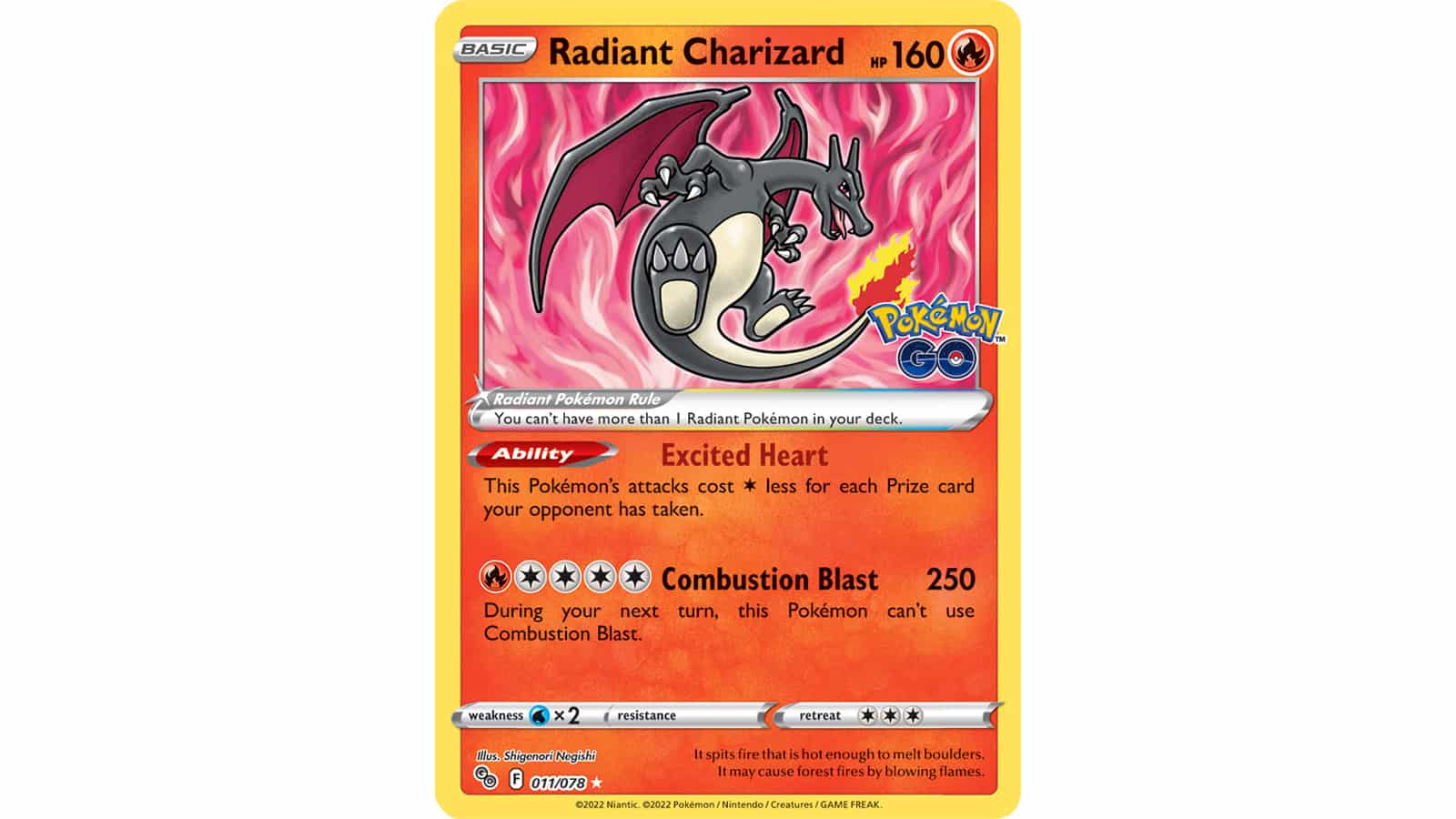 Radiant Charizard in the Pokemon Go TCG set