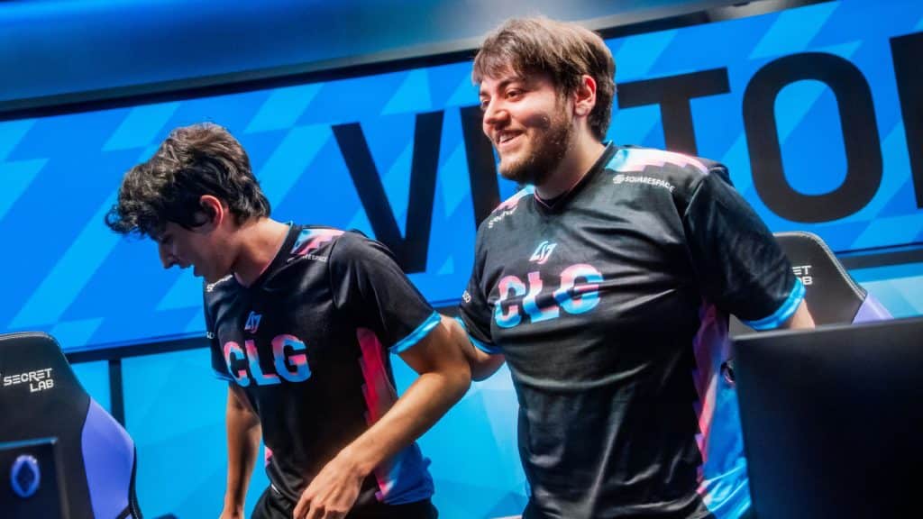 Palafox smiling on stage with Contractz in LCS Summer 2022