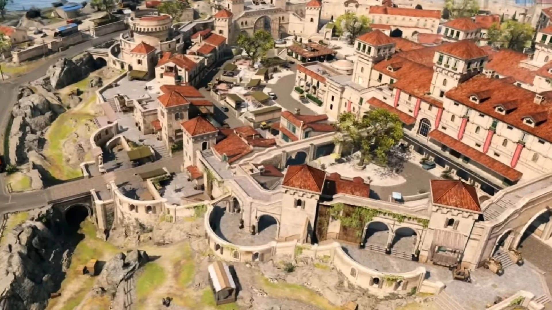 overhead view of fortune's keep map in cod warzone