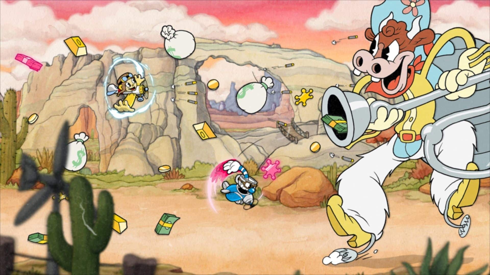 cuphead fighting esther winchester boss in the delicious last course dlc
