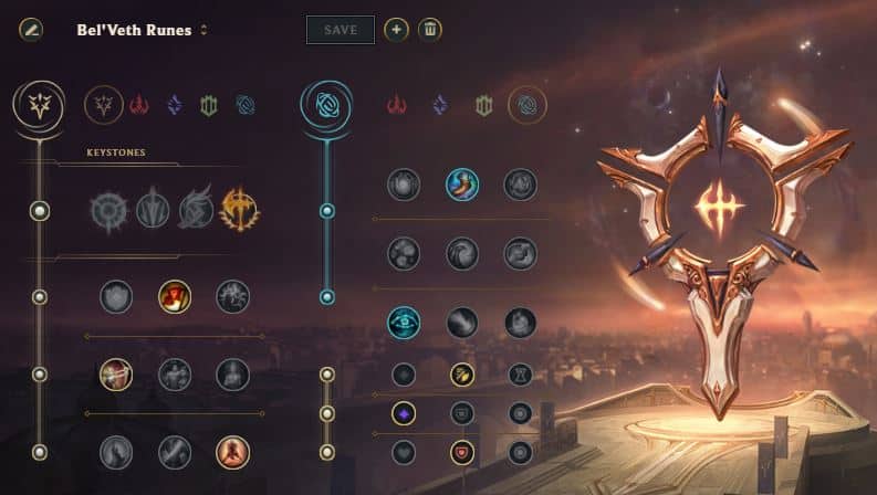 Example Bel'Veth rune page in League of Legends