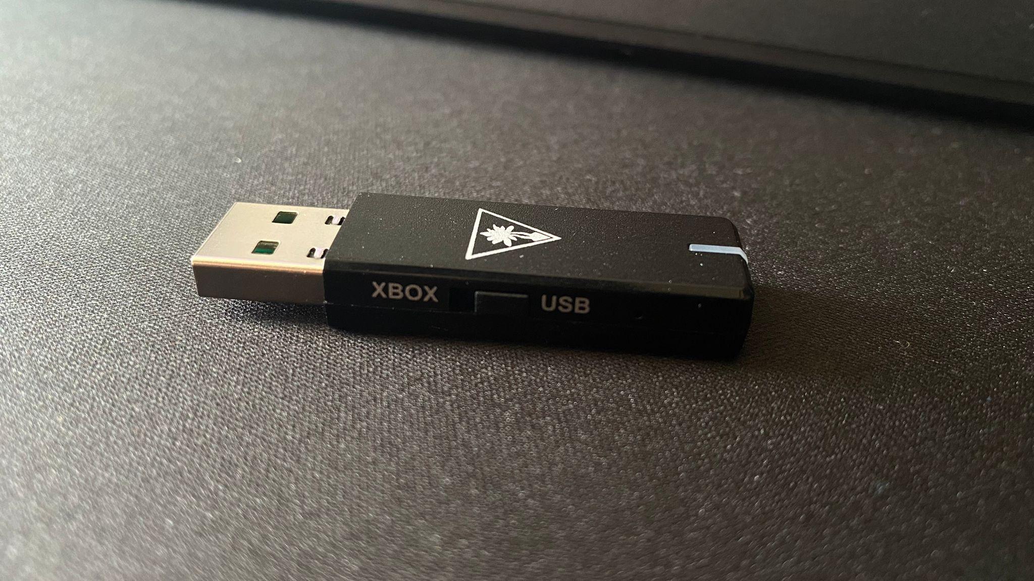 The Turtle Beach Stealth 700 Gen 2 Max USB dongle, highlighting the switches