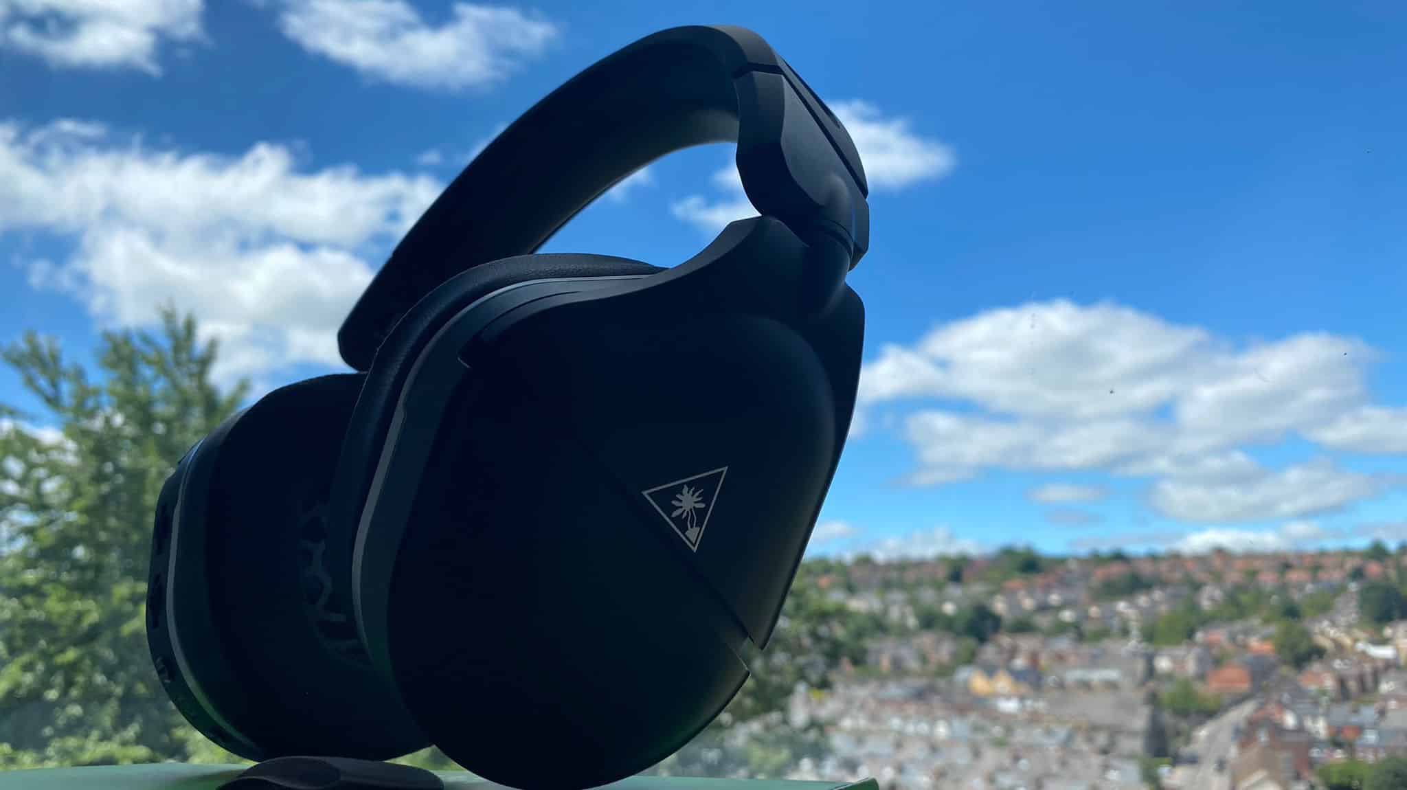 The Turtle Turtle Beach Stealth 700 Gen 2 Max gaming headset on a landscape background