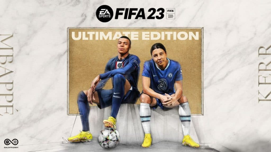 Kylian Mbappe and Sam Kerr on FIFA 23 Ultimate Edition cover