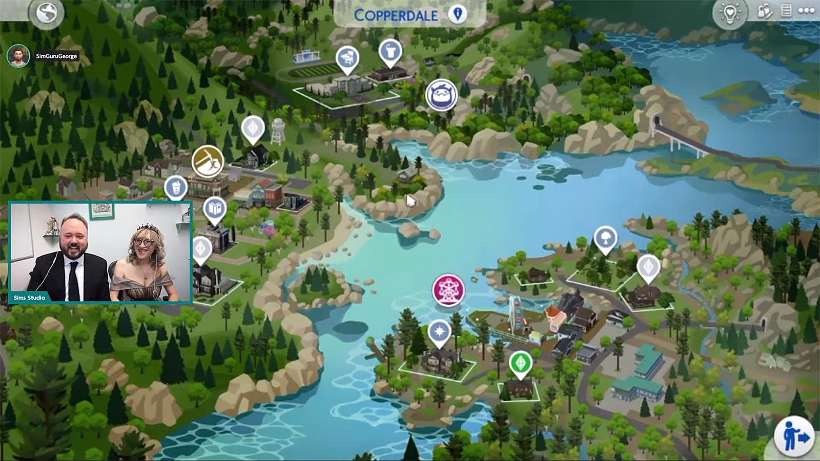 An image of the Copperdale world map in Sims 4 High School Years
