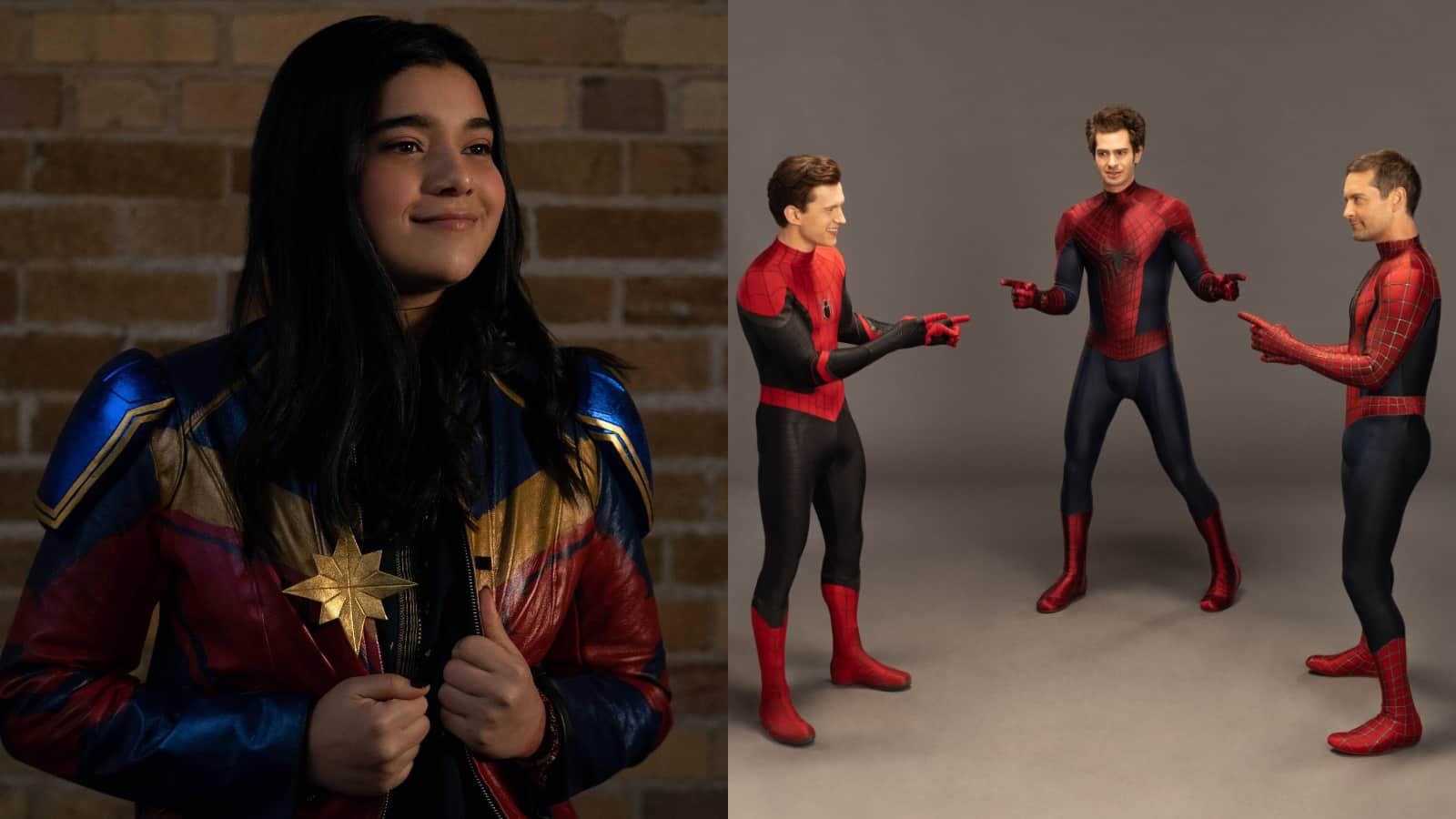 Iman Vellani as Ms. Marvel and all three Spider-Man actors in the MCU