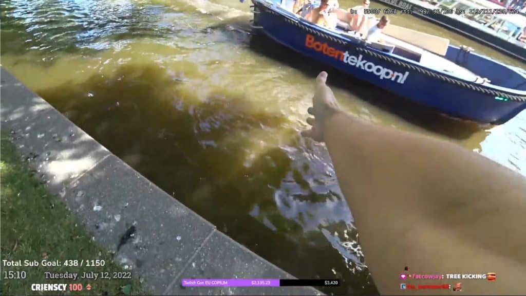 streamer loses phone in river