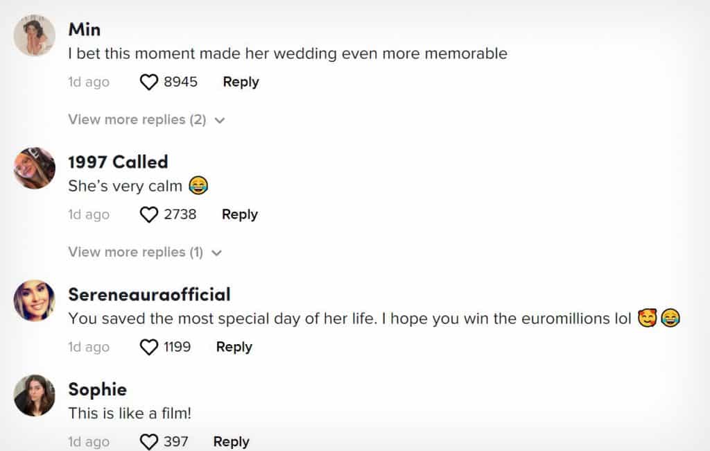 TikTok wedding comments copy
