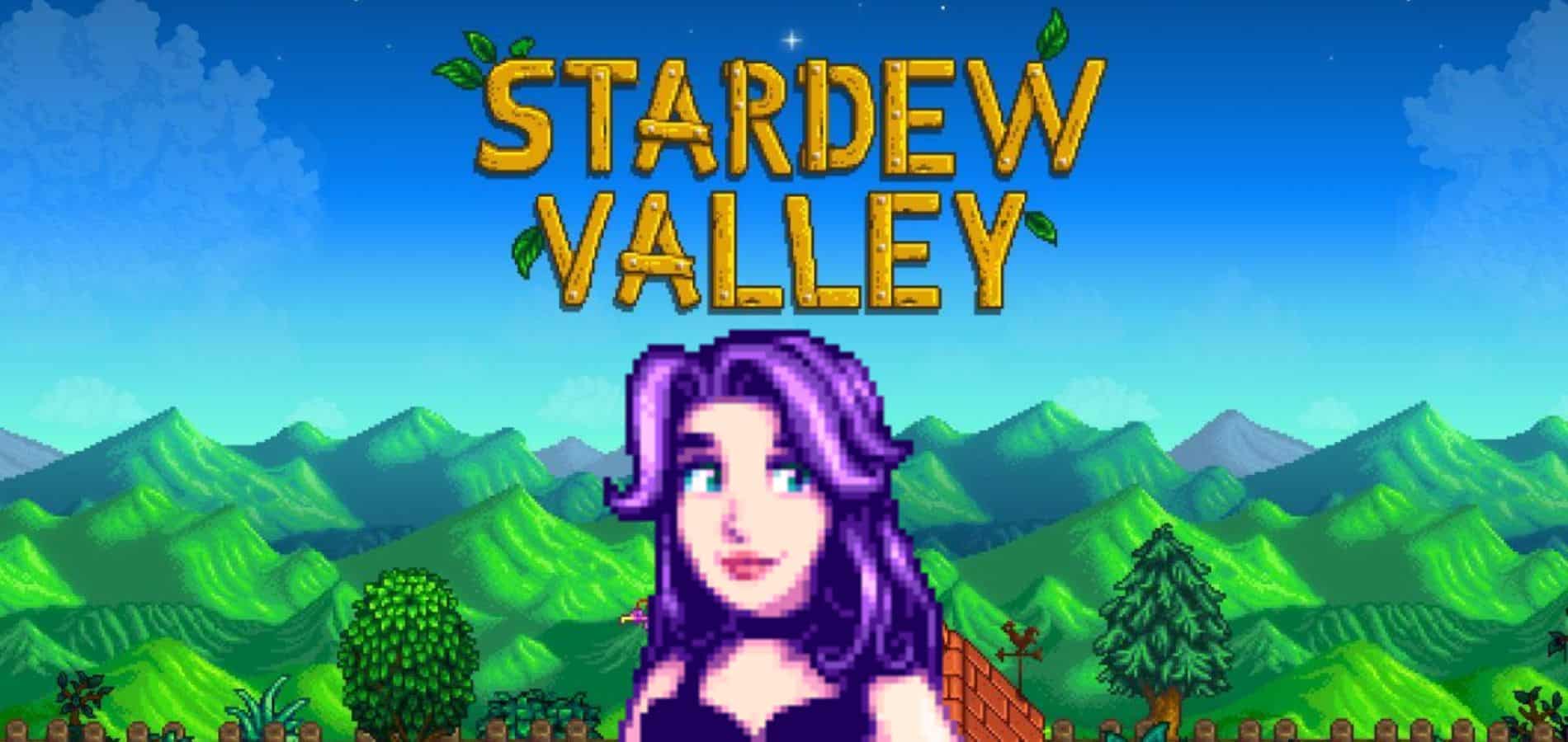 Abigail in front of the Stardew Loading screen