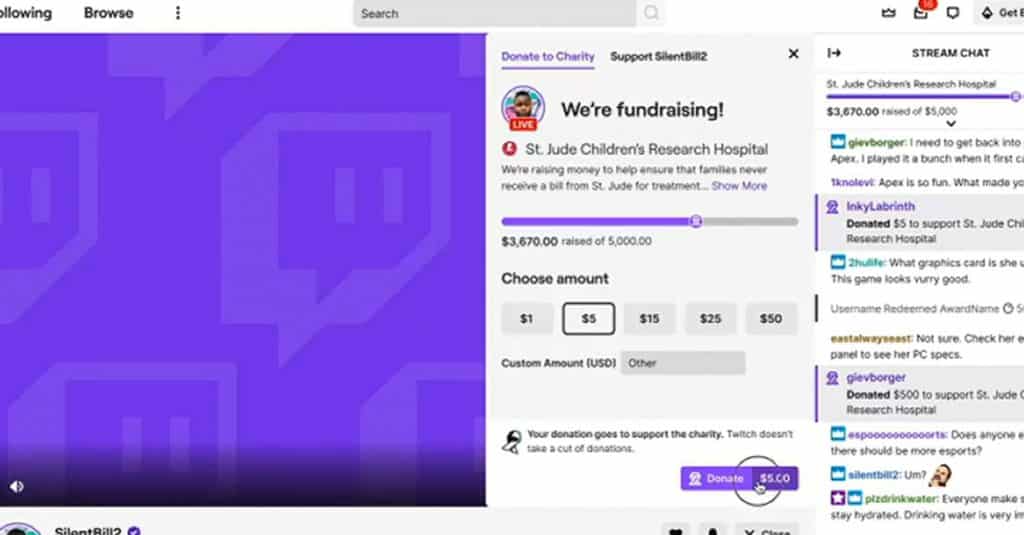 Twitch donations