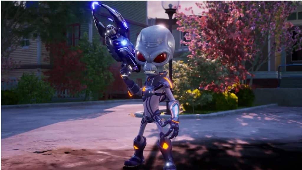 Crypto posing with gun in destroy all humans 2 reprobed