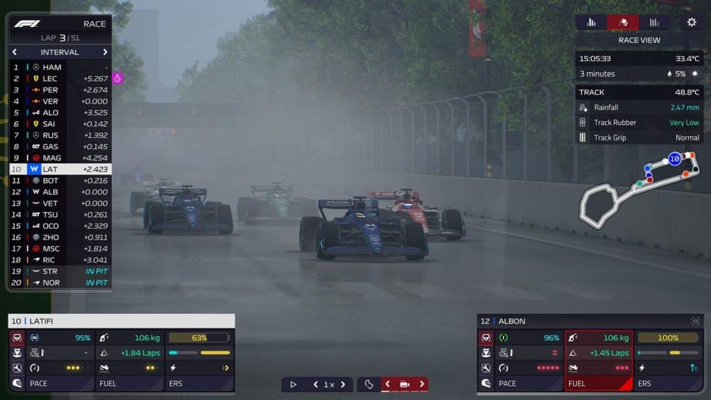 live action race in f1 manager 22