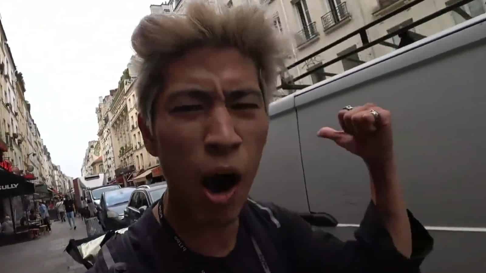 IRL Twitch streamer JOEYKAOTYK yells to camera about racist bystander
