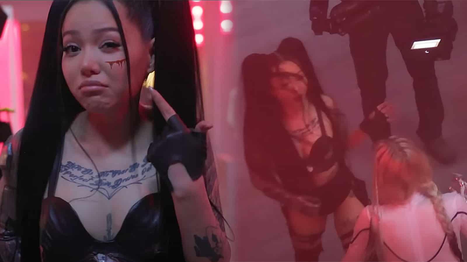 Grimes punches bella poarch dolls music video fight scene