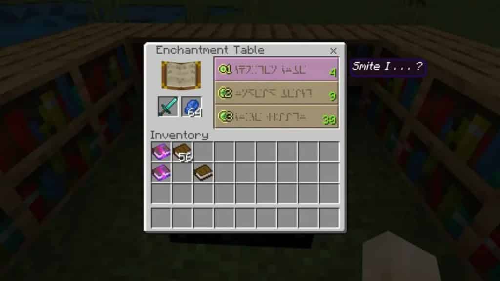 Smite on an enchantment table