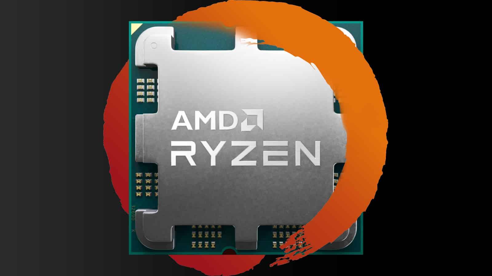 AMD Ryzen Logo circling an AM5 CPU
