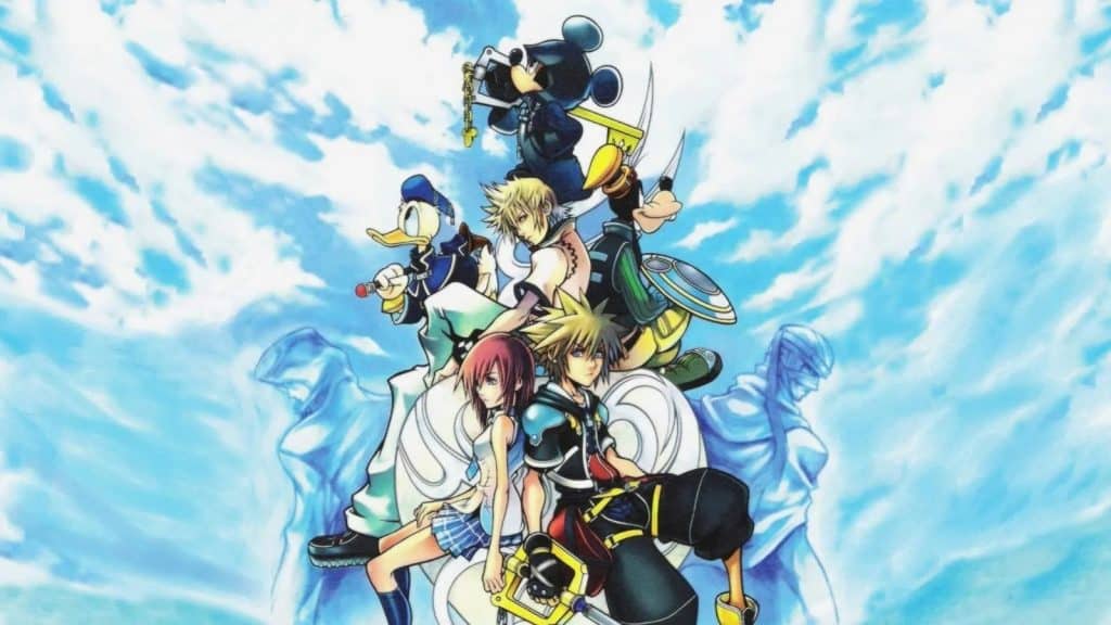 An image of the core cast members of Kingdom Hearts 2.