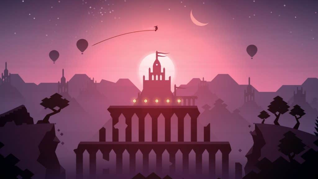Jumping over a temple in Alto's Odyssey