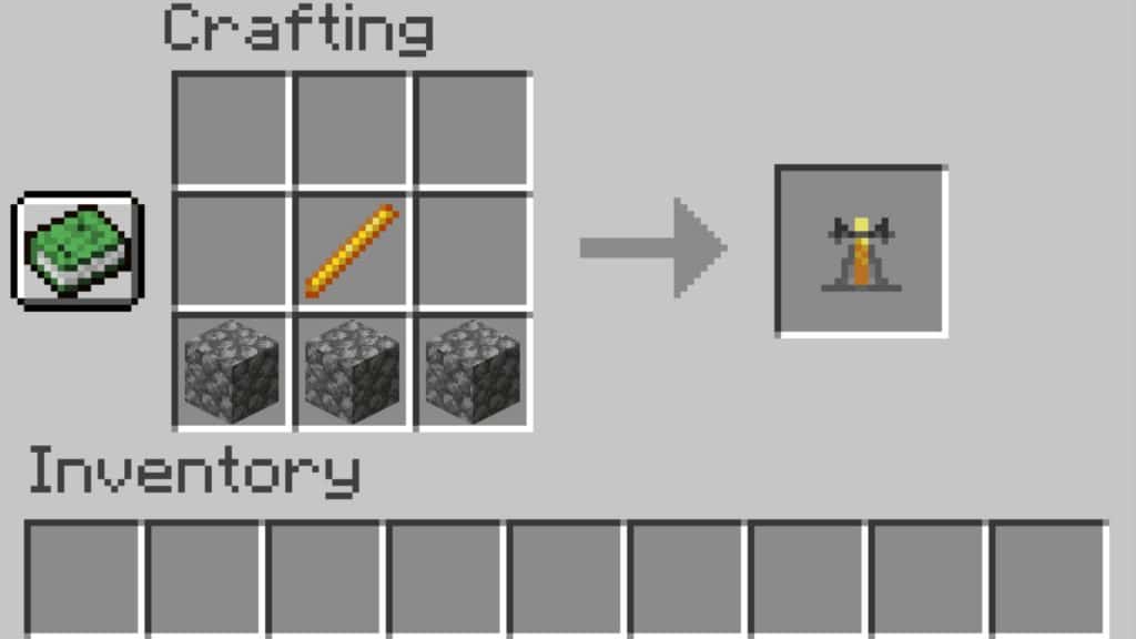 The recipe for a Brewing Stand In Minecraft