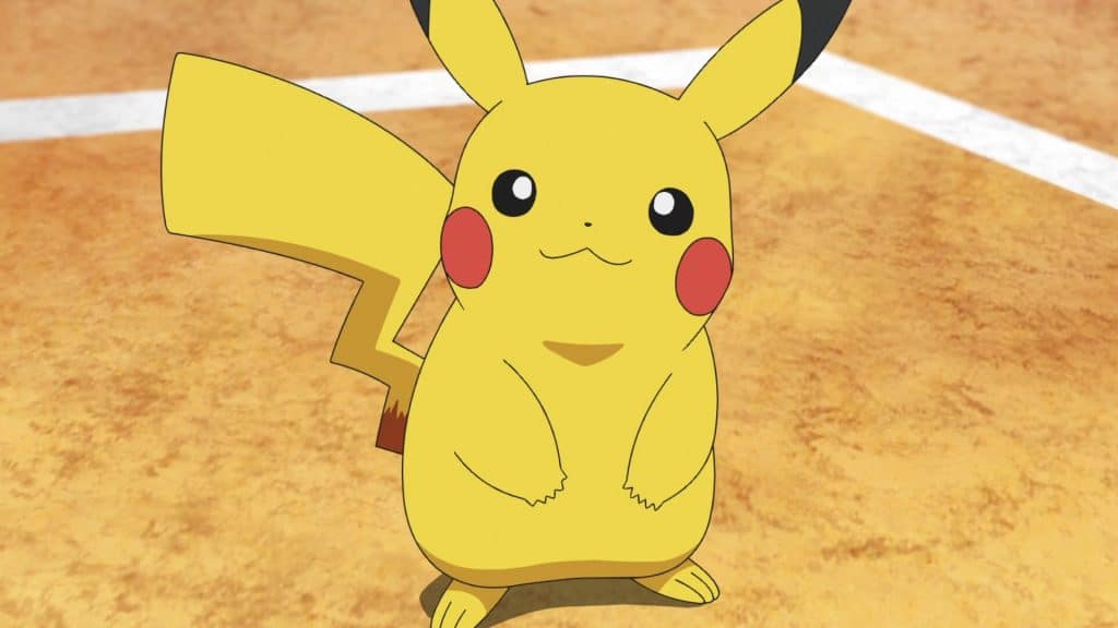 Pikachu smiling in Pokemon