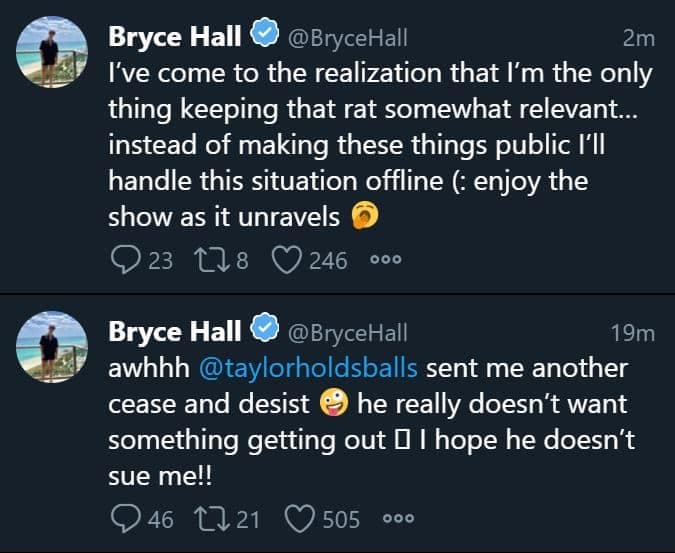 bryce hall tayler holder tweets