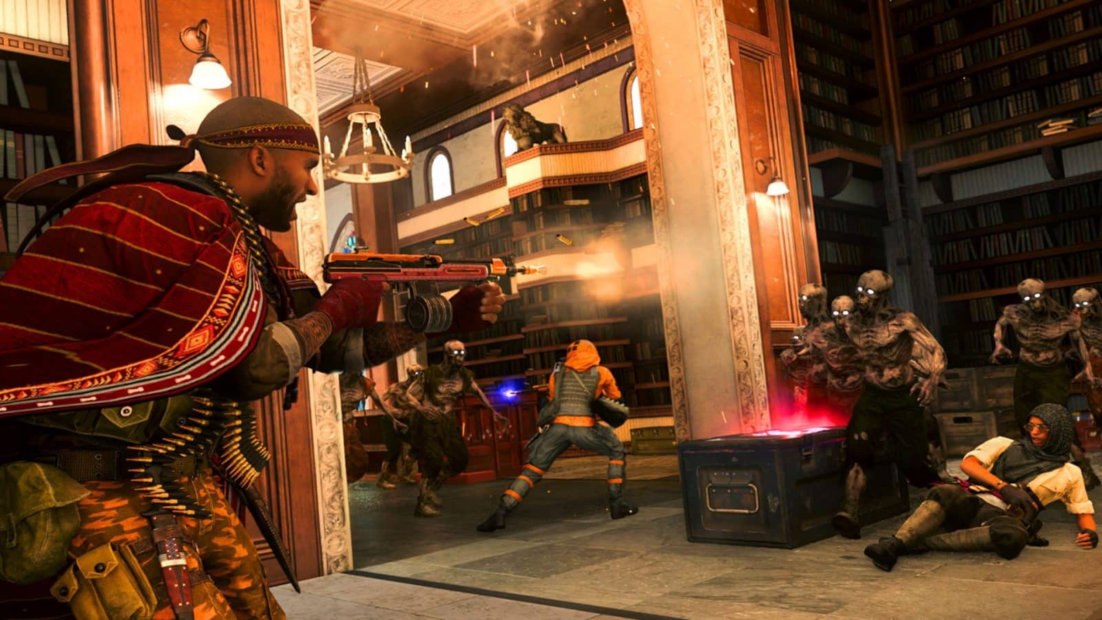 warzone operator firing at zombies in cod