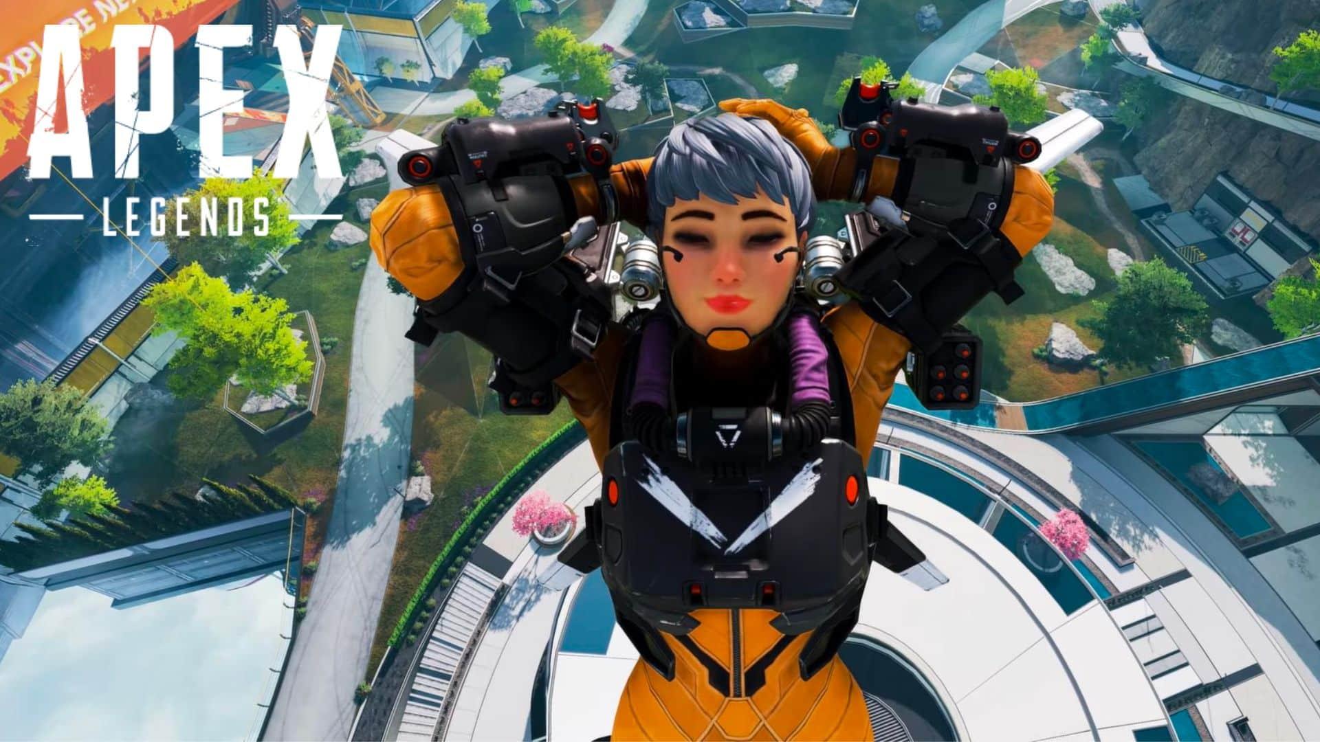 Valkyrie in Apex Legends floating in mid air