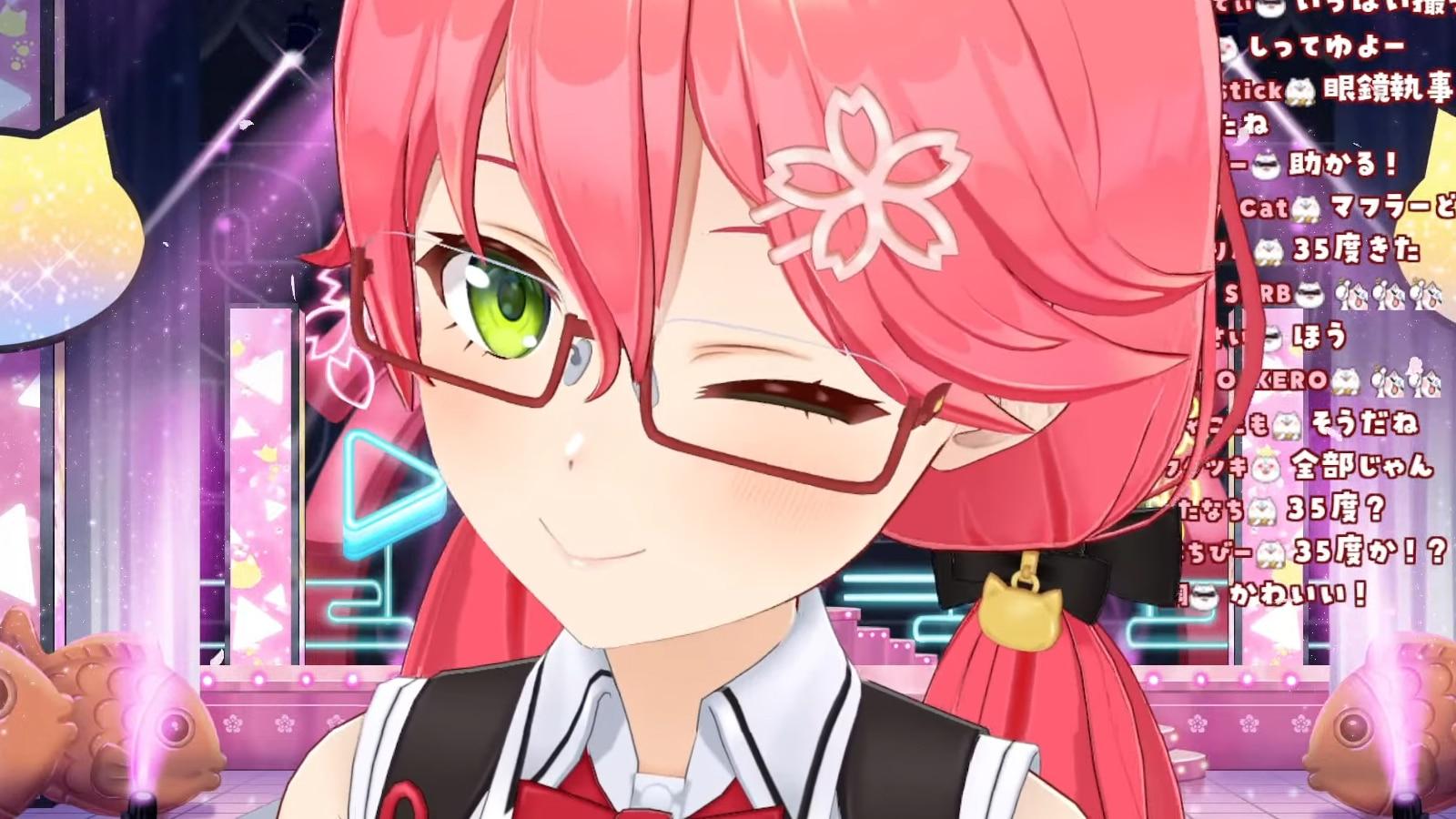 sakura miko vtuber wearing glasses