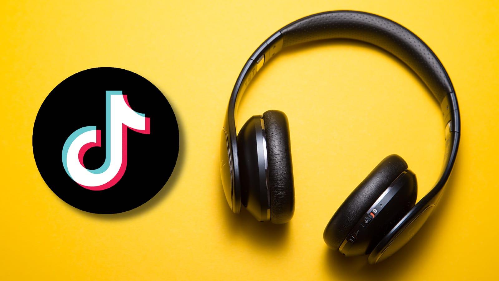 Headphones next to the TikTok logo