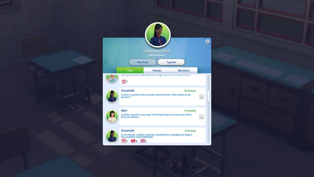 Social Bunny app interface in The Sims 4