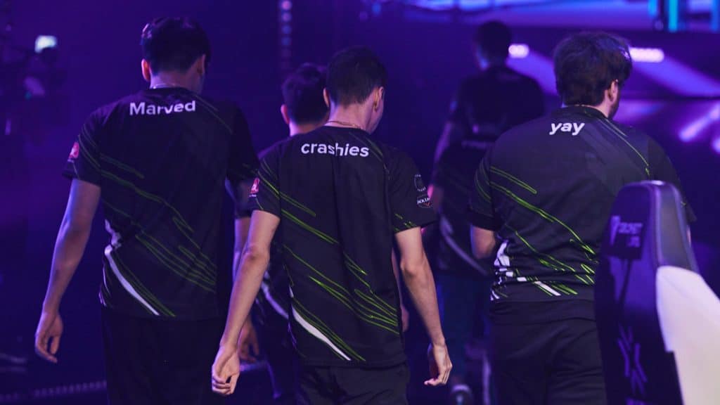 OpTic walking away from the stage at Valorant Masters