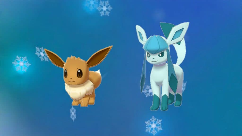 Eevee evolving into Glaceon with a Glacial Lure Module