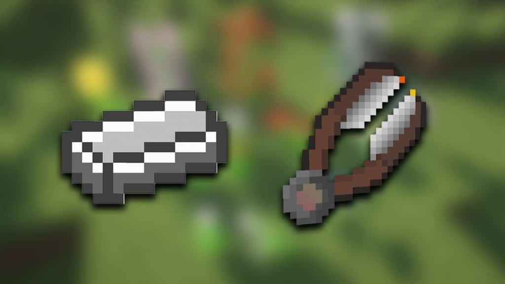 an image of iron ingot and shears in Minecraft