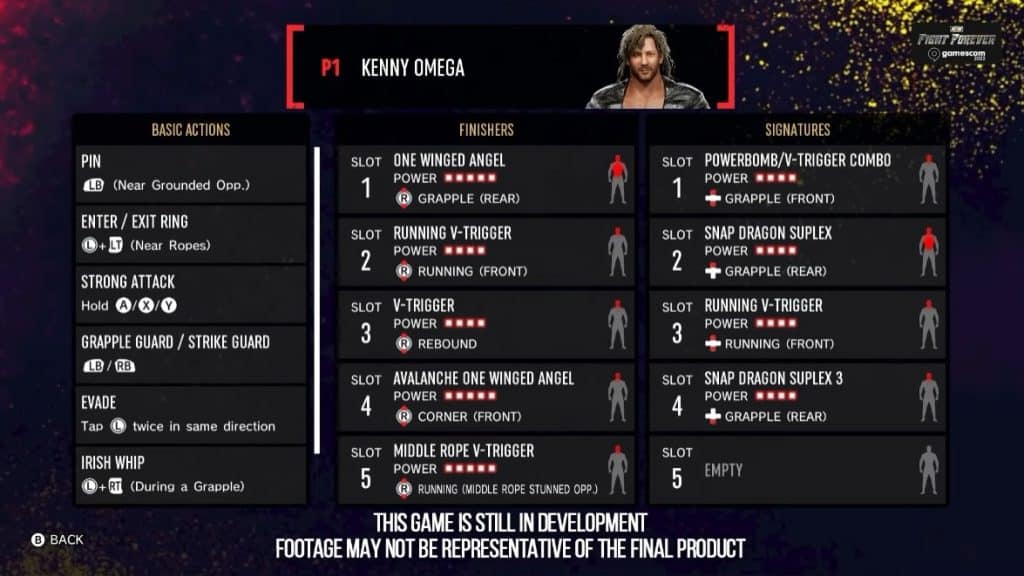 AEW Fight Forever Kenny Omega move list