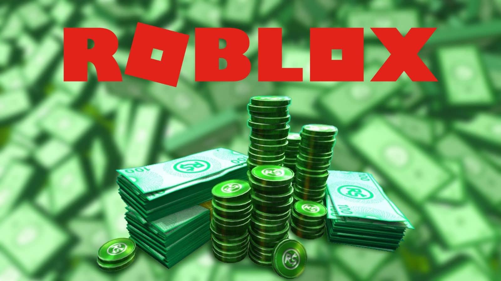 Roblox logo over Robux