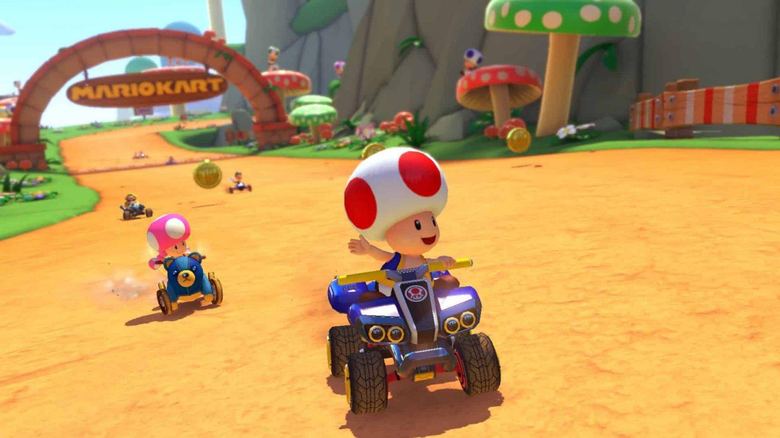 toad racing in mario kart