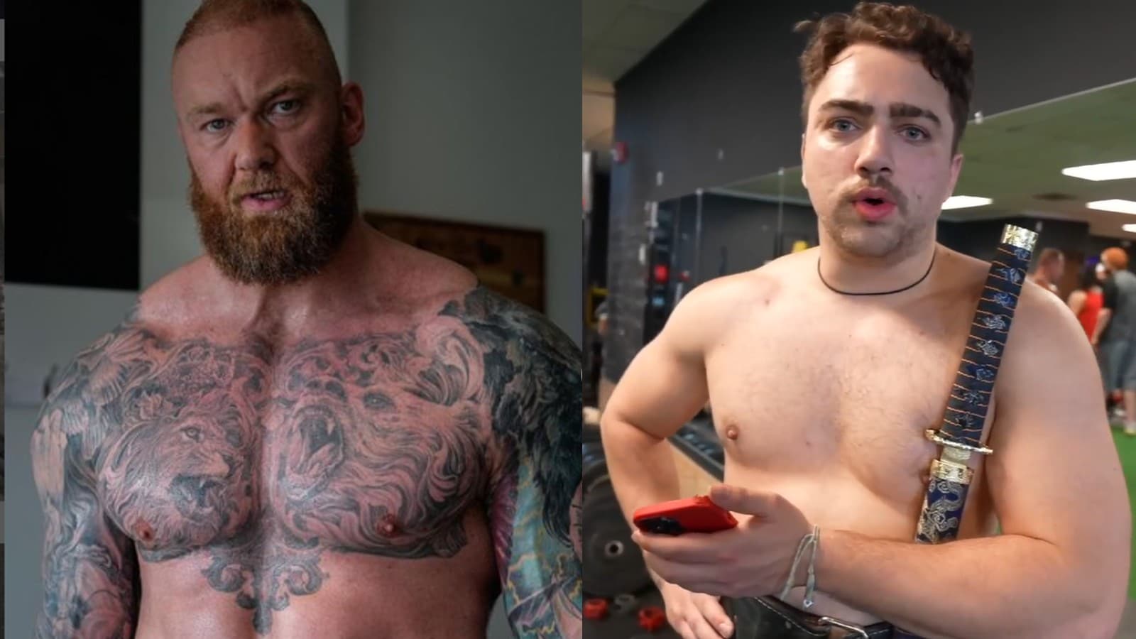 Game of Thrones star Hafthor ‘The Mountain’ Bjornsson and Twitch streamer Mizkif working out in the gym