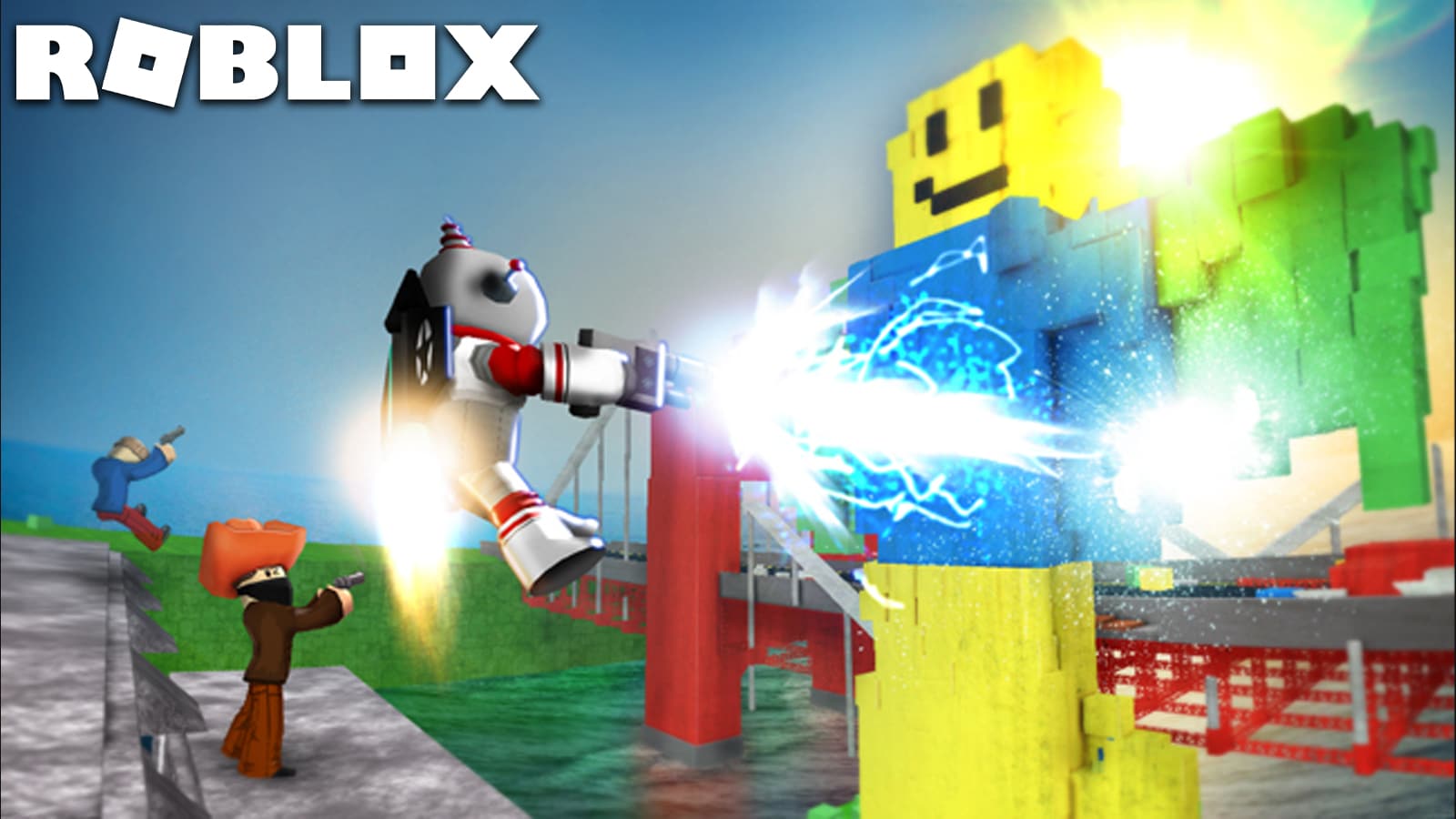 a character shooting in Roblox