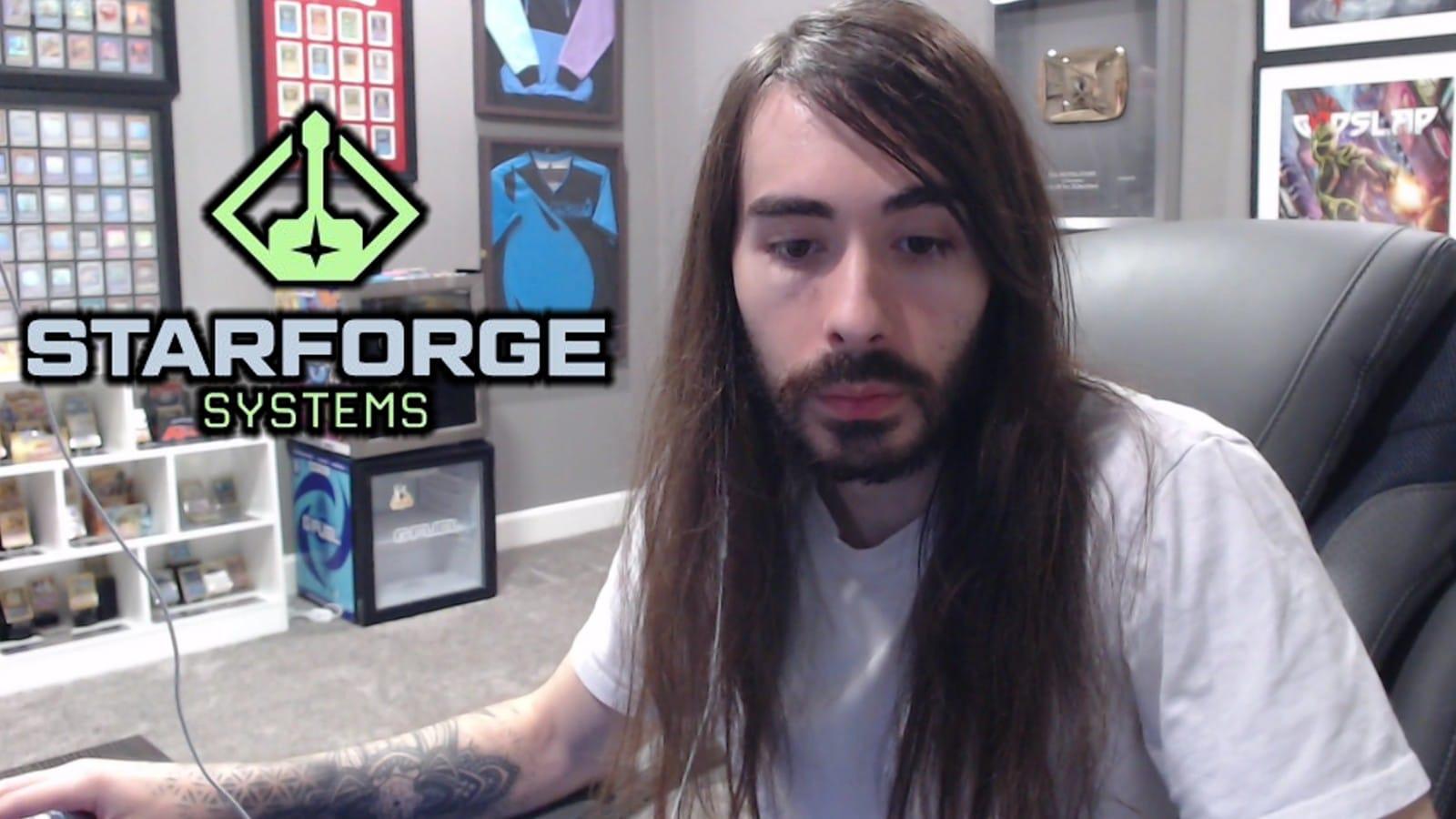 Moistcr1tiKal streaming on Twitch with Starforge Systems logo