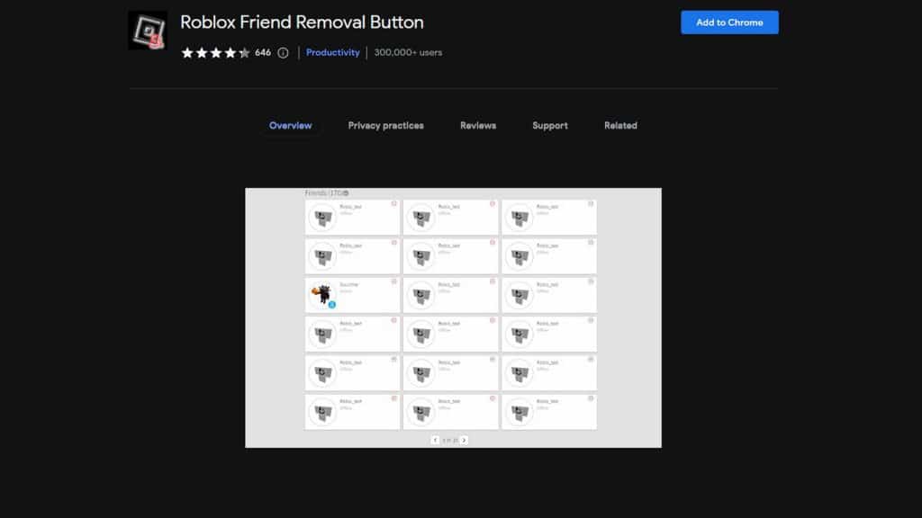 an image of Roblox Friend Removal Button extension