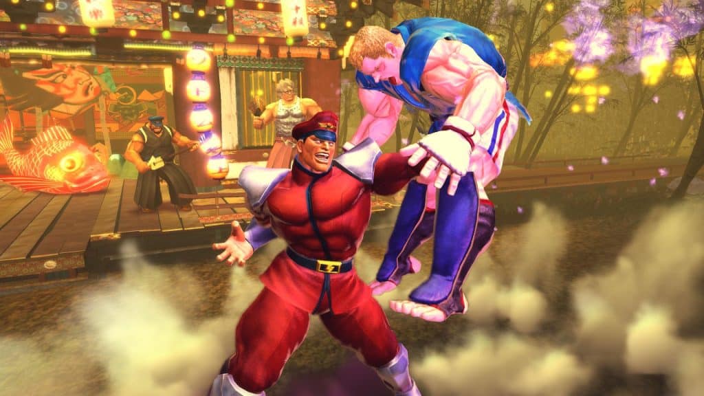 Bison uses psycho power on a poor combatant in Ultra Street Fighter 4