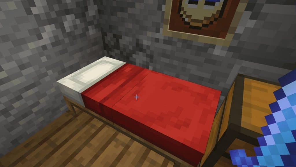 A bed in Minecraft
