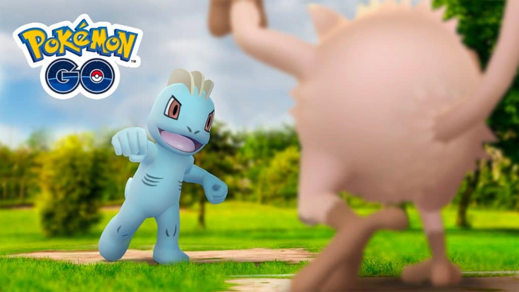 Machop appearing in the Pokemon Go Fighting Cup best team